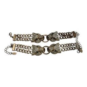 ALDO Panther Head‎ Rhinestone Chain Link Bracelets (Set of 2) 5”